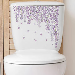 Green Plant Leaves Bathroom Toilet Sticker WC Closestool Wall Sticker Self Adhesive Mural Beautify Flower Home Decor Decals