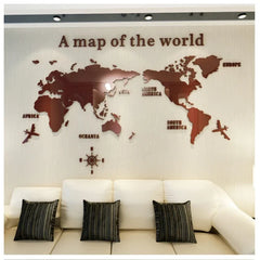 World Map Acrylic 3D Solid Crystal Bedroom Wall Living Room Classroom Stickers Office Wall Background Decoration Stickers