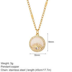 Heart Evil Blue Eye Sun Necklace for Women Cute Dog Bee Elephant Gold Color Pendant Long Stainless Steel Chains
