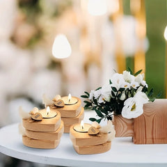 1pcValentine's Day Heart Candle Proposal Engagement Wedding Anniversary Party Table Decoration Wooden Mini Candle Holder Home Decor