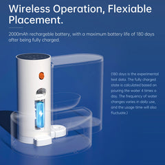 Smart Pet Water Fountain,3L Wireless Cat Water Fountain No Filter,Battery Operated Ultra Silent Cat Fountain Rechargeable