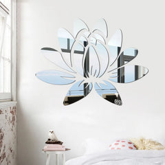 Lotus 3D Mirror Wall Art Sticker Home Living Room Bedroom Office Hallway Wall Decor Acrylic Mirror Reflective Wall Sticker