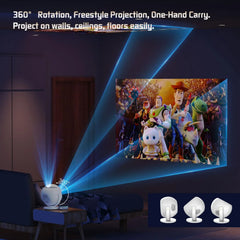 Upgraded Mini Projector, 1280x720P HD , 300 ANSI LED Portable Projector with Bluetooth 6.0, Auto Keystone HDMI USB Home theater