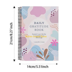 W89C Daily Gratitude Planner Notebook Twin Coil Binding Gratitude Journal For Mindfulness Practice and Mental Health Tracking
