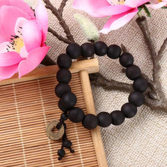 2023 New Religion Buddhist Women Men Prayer Beads Wood Bead Bangle Copper Coin Buddha Bracelet  Accessories