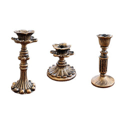 Vintage Taper Candle Holders - Antique Bronze Finish Resin Candle Sticks for Wedding, Dinner Party, Table Centerpiece Decor