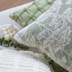 Jacquard Cushion Cover Skin-friendly High Quality Matcha Color Pillowcase Fresh Home Decorative Pillowcase for Indoor Sofa 45x45