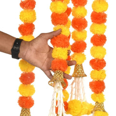 Long Strands Artificial Marigold Garland Pooja Diwali Fiesta Indian Décor Pooja Marigold Flowers Pooja Wedding Events Decor