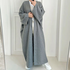 Summer Abaya Dubai Turkey Muslim Batwing Sleeves Islamic Clothing Women Hijabi Outwear Ramadan Eid Kaftan Open Front Kimono