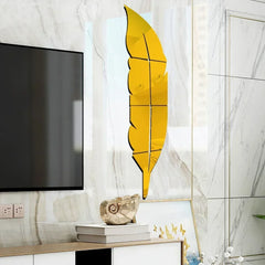 3D Dancing Feathers Mirror Wall Stickers DIY Art Atmosphere Home Shining Wall Stickers House Decoration Living Room Decoration Home Decor Mirror Art