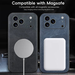 For Magsafe Leather Shockproof Phone Cases For iPhone 17 16 15 14 13 12 11 Pro Max 16e Plus Air Magnetic Wireless Charging Cover