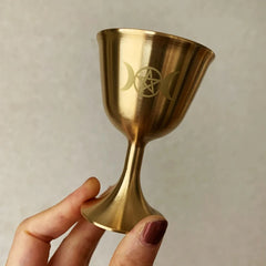 Ritual Cup Altar Goblet Wicca Gold Plating Brass Ceremony Moon Divination Astrological Tool Witchcraft Prop Supplies