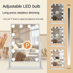Vanity Mirror with Lights Hollywood Makeup Mirror with 9 LED Bulbs 3 Color Lighting 360°Rotation for Dressing Room & Bedroom