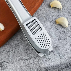 Garlic Press & Slicer 2 in 1 - Aluminium Garlic & Ginger Mincer and Slicer - with Slicing and Grinding - Kitchen Cooking Tools