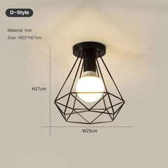 Vintage E27 Black Metal Ceiling Light Fixture Home Decor