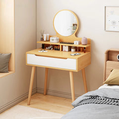 Makeup Table Nightstand with Drawer Storage Rack Minimalist Style Dressing Table with Mirror Cosmetic Table for Bedroom Furniture