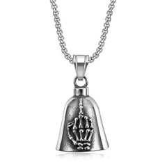 Vintage Christian Jesus Cross Bell Pendant Motorcycle Bell Necklace Punk Biker Religious Exorcist Lucky Jewelry for Men's