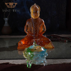 Handmade Crystal Glass Panchmukhi Hanuman Idol Liuli India Hindu God Hanuman Murti Statue