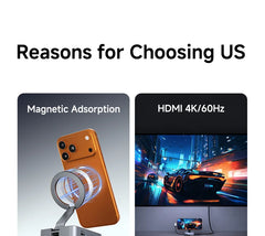 Hagibis Magnetic Stand USB C Hub With 2230 SSD Enclosure Type-C Hub SD/TF 4.0 4K@60Hz HDMI Gigabit Ethernet for iPhone 17 Pro 16