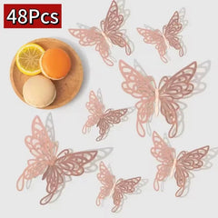 48 Pcs Butterfly for Gift Packing Decorative 3d Butterflies Decor Flower Art Arrangement Wall Paper Ornament DIY Wrapping