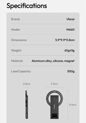 Ulanzi MA60 Foldable Magnetic Phone Tripod 0.8cm Ultra-Slim Dual-Sided Magnet Phone Tripod for Desktop Stand Livestreaming Vlog
