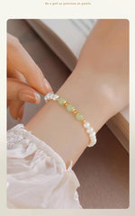 Natural Hetian Jade Green Beads Bracelet – Luxury Elegant Jewelry for Women