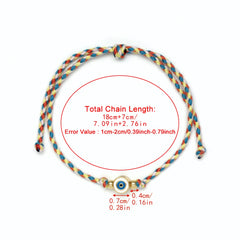 Lucky Eye Adjustable Colorful Braided Rope Bracelet Turkish Evil Eye Bead Copper Zircon Charm Bracelet for Women Men Jewelry