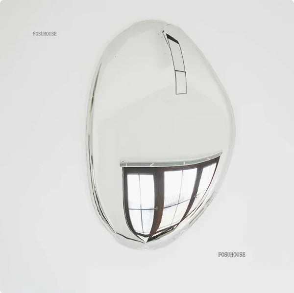 Modern Stainless Steel Water Drop Decorative Mirror Wall Hanging Restaurant Model Room Wall Decoration Pebble Stone Hanging  CC