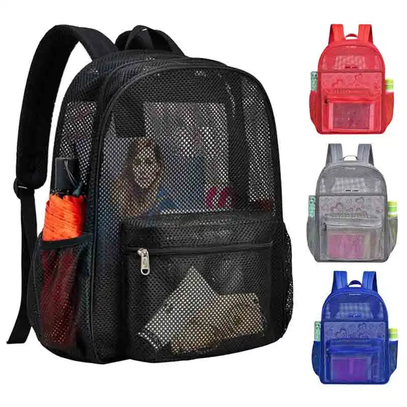 2023 New Fashion Women Transparent Backpacks Mesh Backpack for Boys and Girls Light Weight Rucksack Travel Black Student Bag