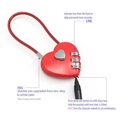 Love Lock Wedding Lock Heart Love Combination Lock School Bag Backpack Trolley Box Concentric Lock Color Zinc Alloy