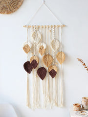 Multicolor Leaves Tapestry Boho Hand Woven Macrame With Wooden Beads Crafts Wall Hanging Nordic Home Decoration Mother Day Gift