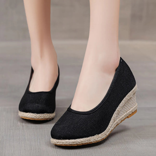 Wedges Woman Spring Summer Espadrilles Women Casual Slip-On Loafers Heeled Shoes Comfort Shallow Pumps Footwear Zapatos Mujer