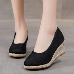 Wedges Woman Spring Summer Espadrilles Women Casual Slip-On Loafers Heeled Shoes Comfort Shallow Pumps Footwear Zapatos Mujer