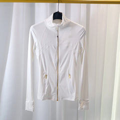 LULU FLORA Gold zipper sports jacket, suitable for yoga and running suitable for all seasons, quick-drying and breathable fabric