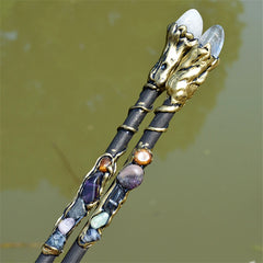 Witch Natural Crystal Wood Wand Amethyst Altar Spells Wizard Princess Fairy Magic Wands Ritual Tool Adornment Handmade Jewelry