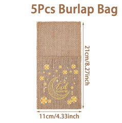 Ramadan Decor Cutlery Holders Burlap Knife Fork Bag for Eid Mubarak Decoration 2025 Islamic Muslim Party Eid Al Adha Gifts