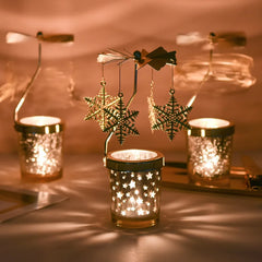 Romantic Valentine's Day Gift Rotating Angel/Rose/Xmas Snowflake Candlestick Candle Tea Lamp Holder for Home Party Decoration