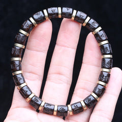 Natural Ebony Tibetan Prayer Turning Wheel Six-Character 8Mm 108 Beads Mara Necklace Rosary Beads