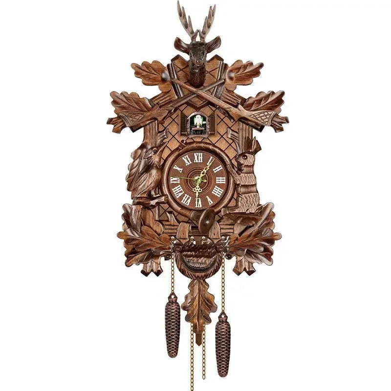 Big Fashion Wooden Cuckoo Clock Handmade Wall Cuckoo Alarm Clock Traditional Wooden Clock Living Room Home Wall Clocks For Decor