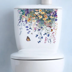 Green Plant Leaves Bathroom Toilet Sticker WC Closestool Wall Sticker Self Adhesive Mural Beautify Flower Home Decor Decals