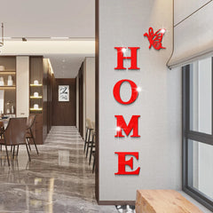 HOME Home Logo 3D Mirror Wall Sticker Butterfly Acrylic Mirror Wall Sticker 5PCS Art Entrance Decoration Home Decoration