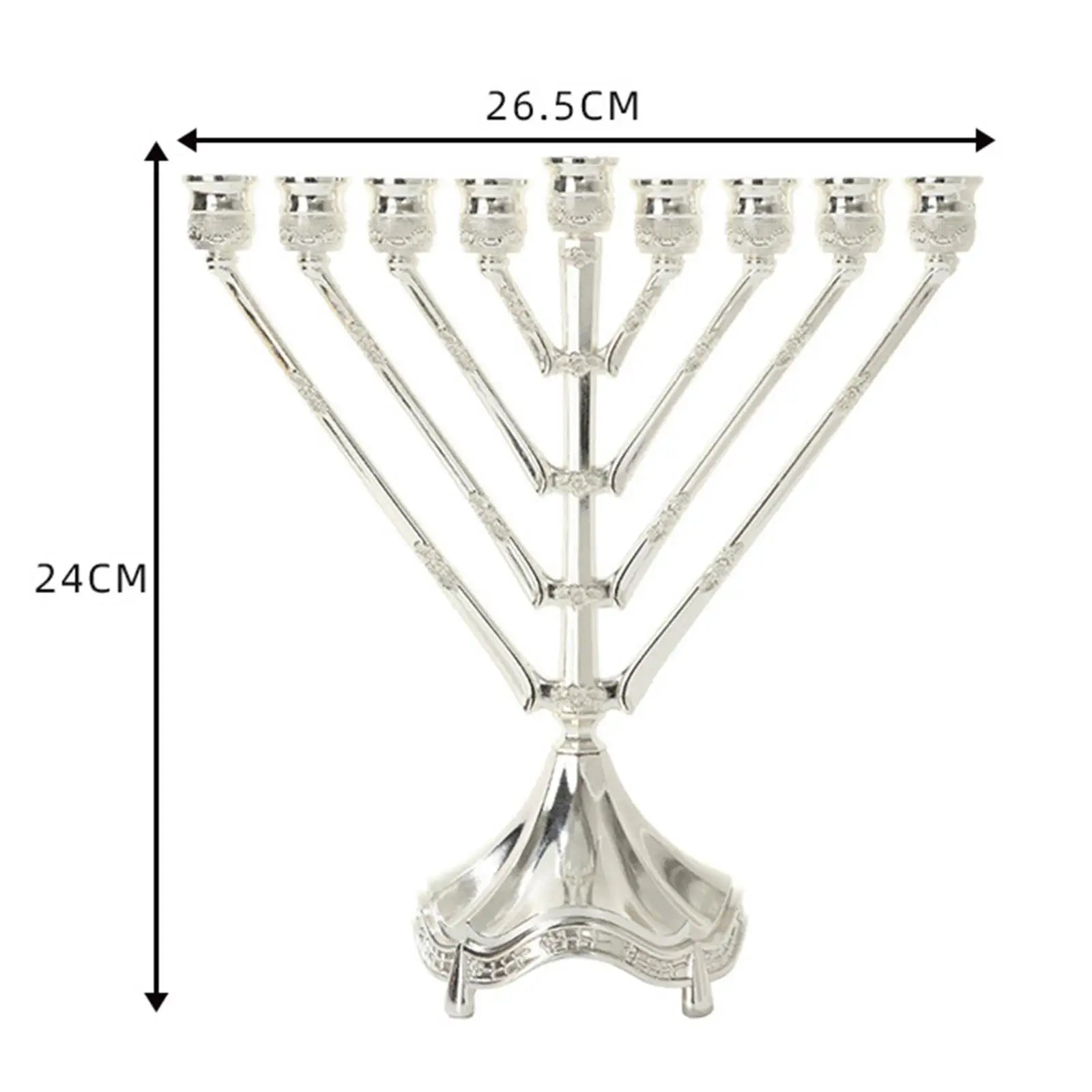 Vintage Hanukkah Menorah Zinc Alloy Branch Candelabra with 9 Arms Tabletop Ornament for Festival Celebration Chanukah Decoration