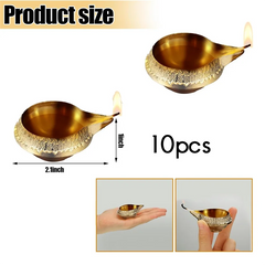 Kuber Diya For Diwali Decoration 10 Pcs Alloy Metal Oil Lamp Traditional Vilakku For Puja Pooja India
