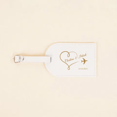 Personalized Pu Leather Luggage Tag Monogrammed Couple Travel Baggage Label Tags Wedding Bridal Shower Gift for Family Friends