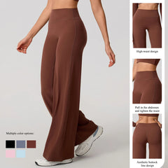 Hearuisavy Women Straight-Leg Sports Pants Gym Clothing Naked Feeling Compression Wide Leg Yoga Leggings Pilates Fitness Tights