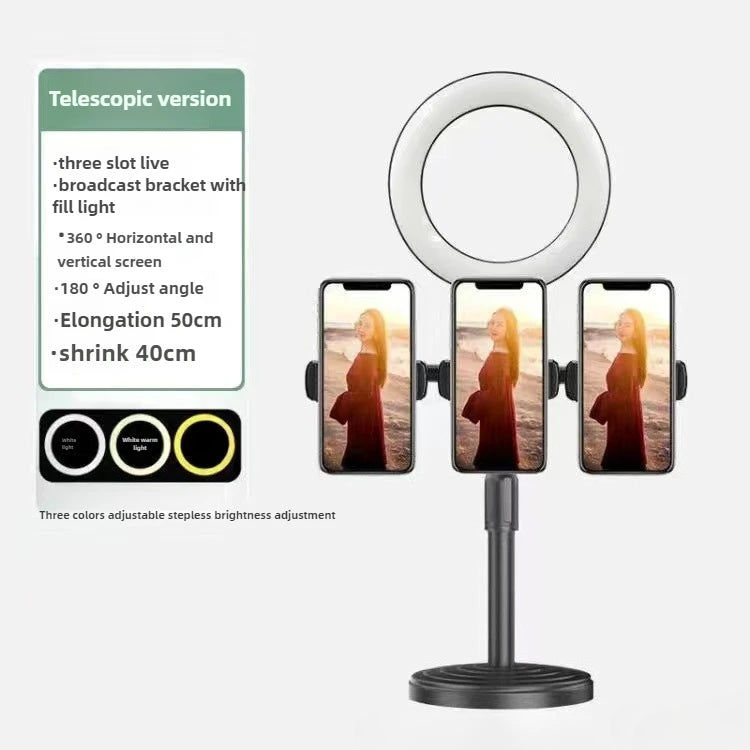 Smartphone Mobile Stand For Cell Phone Holder With LED Ring Light Dual Position For Professional Live Streaming Video Record