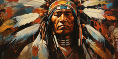 American Indian Man Poster, Ethnic Prints Wall Decor, Native Chief Canvas Painting Wall Art, for Living Room Home Decoration