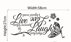 Live Laugh Love Butterfly Flower Wall Art Sticker Modern Wall Decals Quotes Vinyls Stickers Wall Stickers Home Decor Living Room