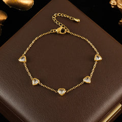GANEMLY 316L Stainless Steel Heart Zircon Jewelry Set – Waterproof Luxury
