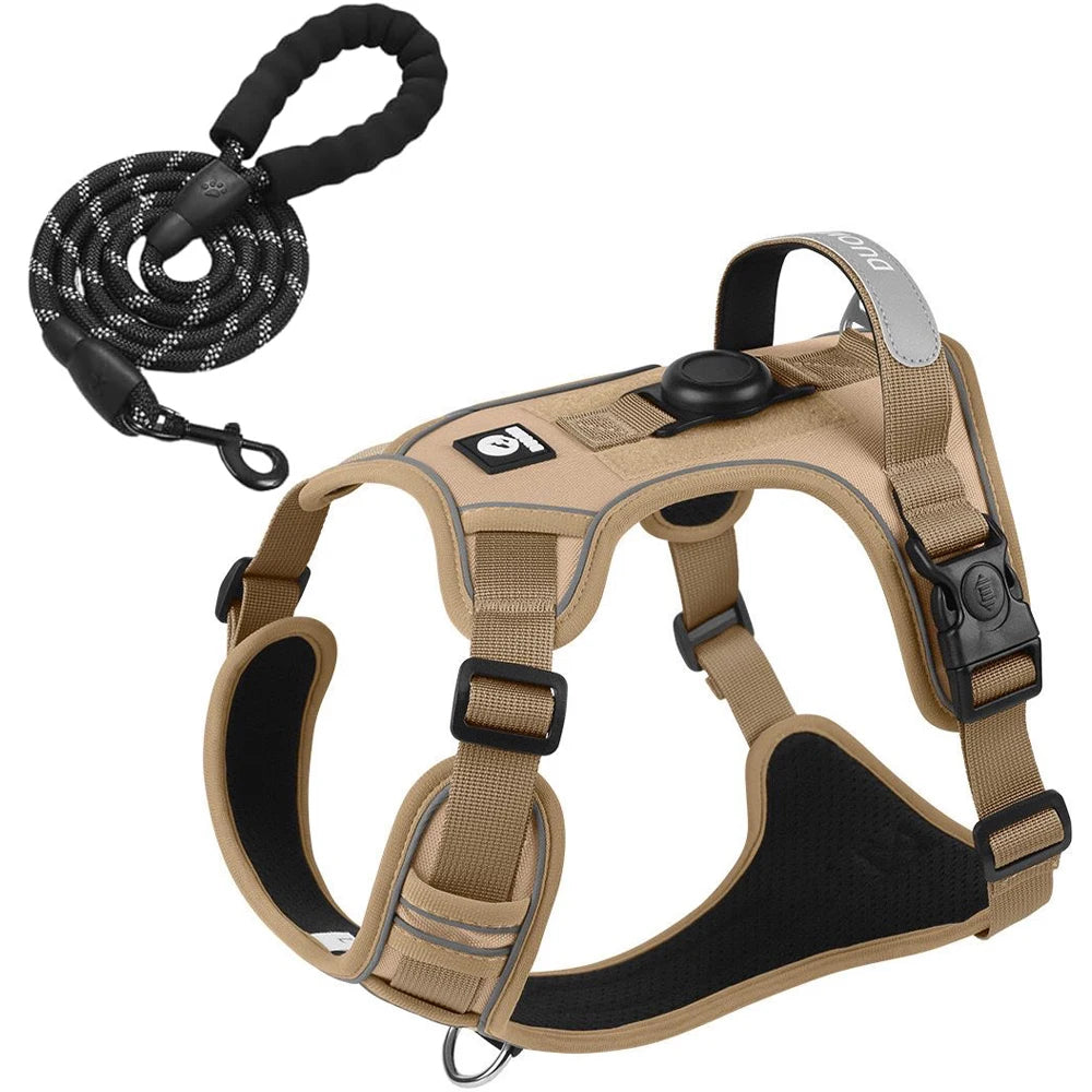 Dog Harness with Airtag Holder and Leash Set-Premium Oxford Breathable Material Durable Reflective Dog Harness and Leash Set Pet Shop